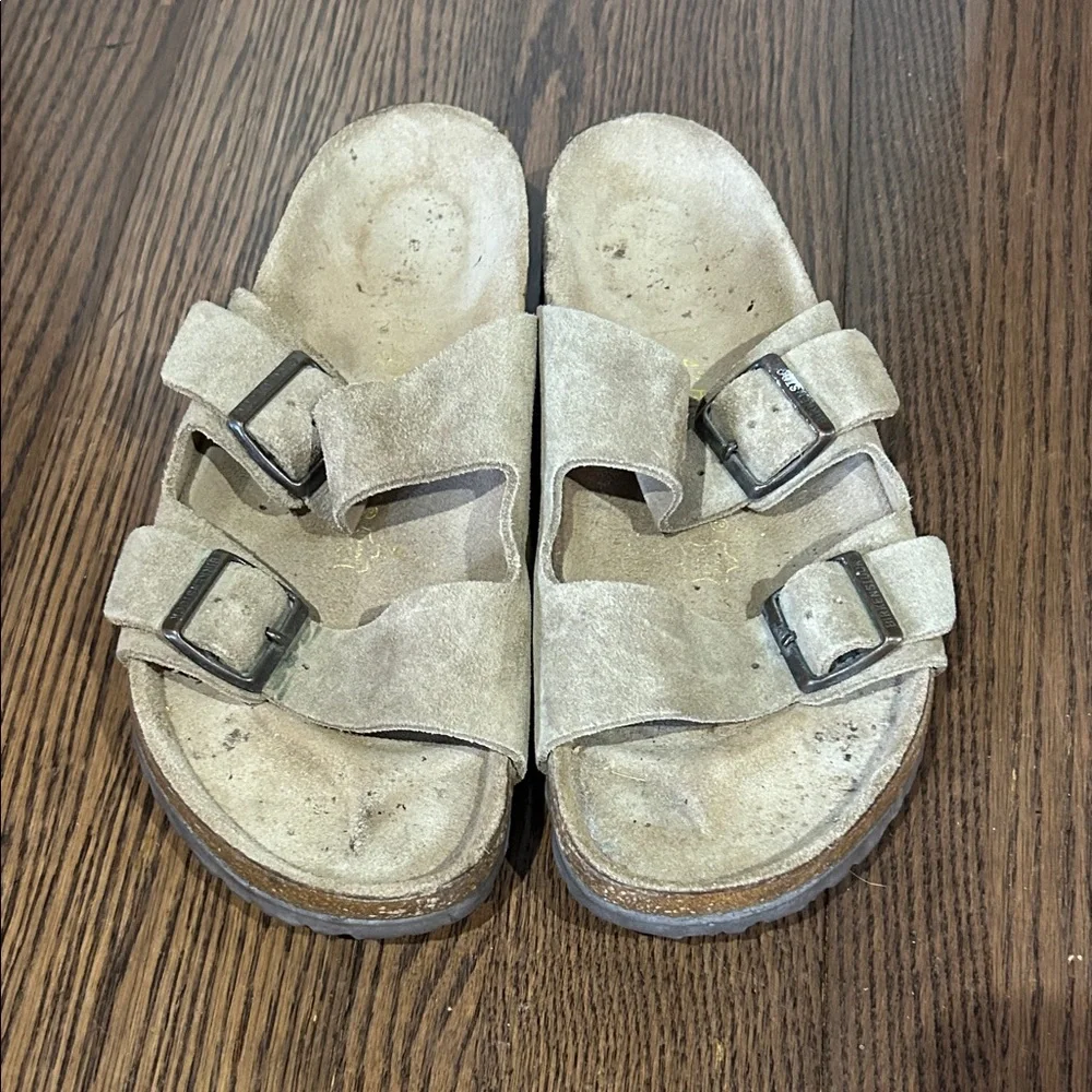Birkenstock Men's Taupe suede Arizona suede strappy sandals shoes sz 10-10.5